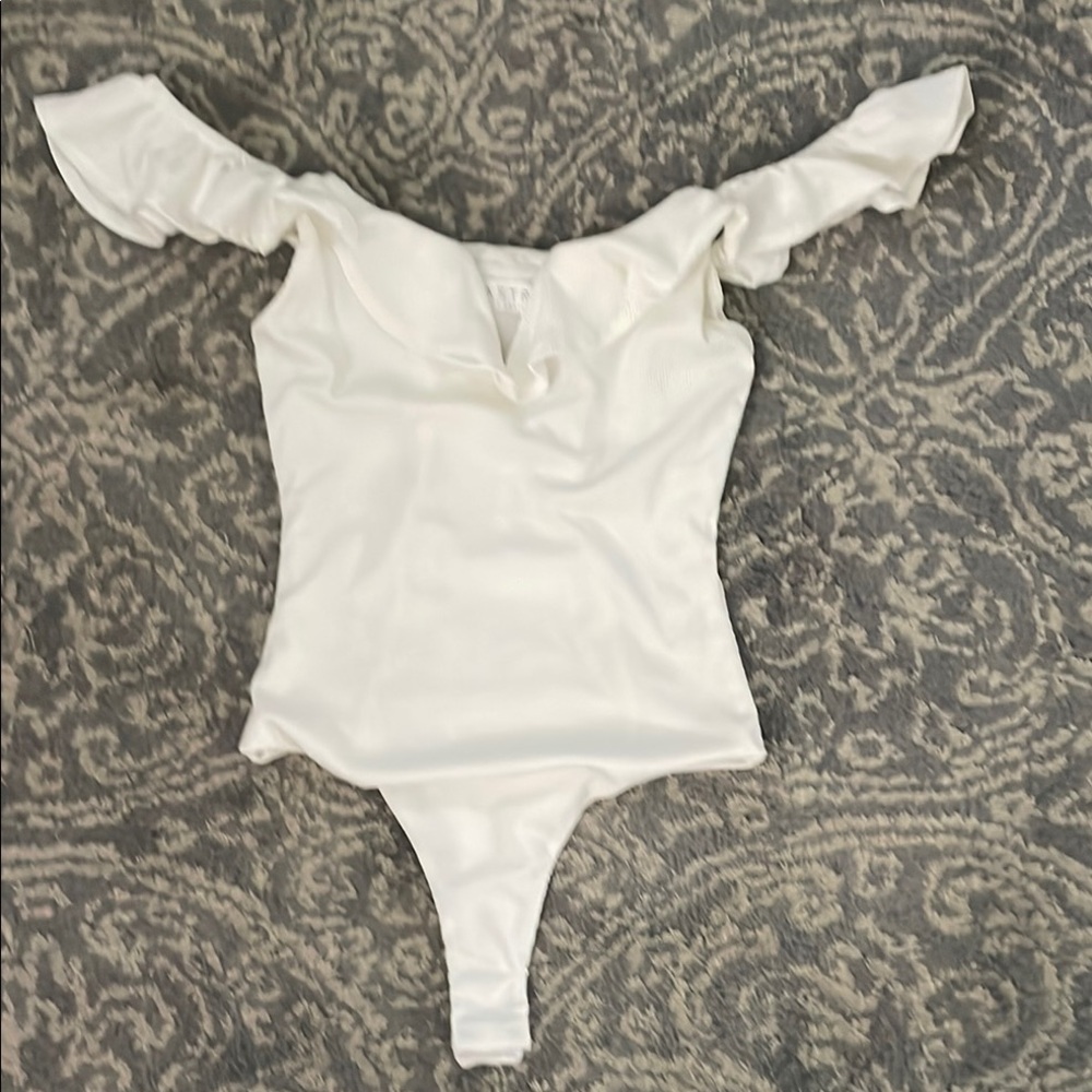 NWT Off-Shoulder White Ruffled One Piece